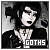 Fanlisting icon for Goths (black lipstick & torn fishnets).